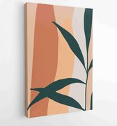 Botanical wall art vector set. Earth tone boho foliage line art drawing with abstract shape. 3 - Moderne schilderijen – Vertical – 1881805144 - 80*60 Vertical