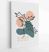 Botanical wall art vector set. Earth tone boho foliage line art drawing with abstract shape. 3 - Moderne schilderijen – Vertical – 1888031881 - 40-30 Vertical