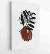 Botanical wall art vector set. Earth tone boho foliage line art drawing with abstract shape. 3 - Moderne schilderijen – Vertical – 1880835778 - 50*40 Vertical