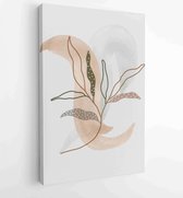 Botanical watercolor wall art vector set. Earth tone boho foliage line art drawing with abstract shape 2 - Moderne schilderijen – Vertical – 1901708017 - 40-30 Vertical