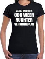 Feest t-shirt - morgen nuchter verkrijgbaar - zwart - dames - Party outfit / kleding / shirt S