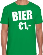 Fun t-shirt - bier 1 euro - groen - heren - Feest outfit / kleding / shirt L