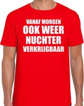 Feest t-shirt - morgen nuchter verkrijgbaar - rood - heren - Party outfit / kleding / shirt XL