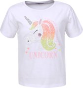 Meisjes shirt unicorn - GLO STORY - maat 152 - wit