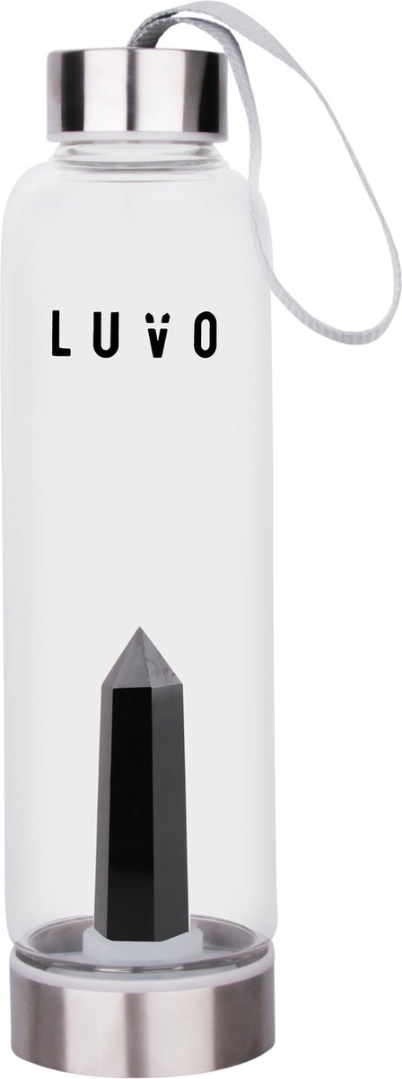 Luvo Crystals - Waterfles met Edelsteen - Rookkwarts - Stressvermindering en Doorzettingsvermogen