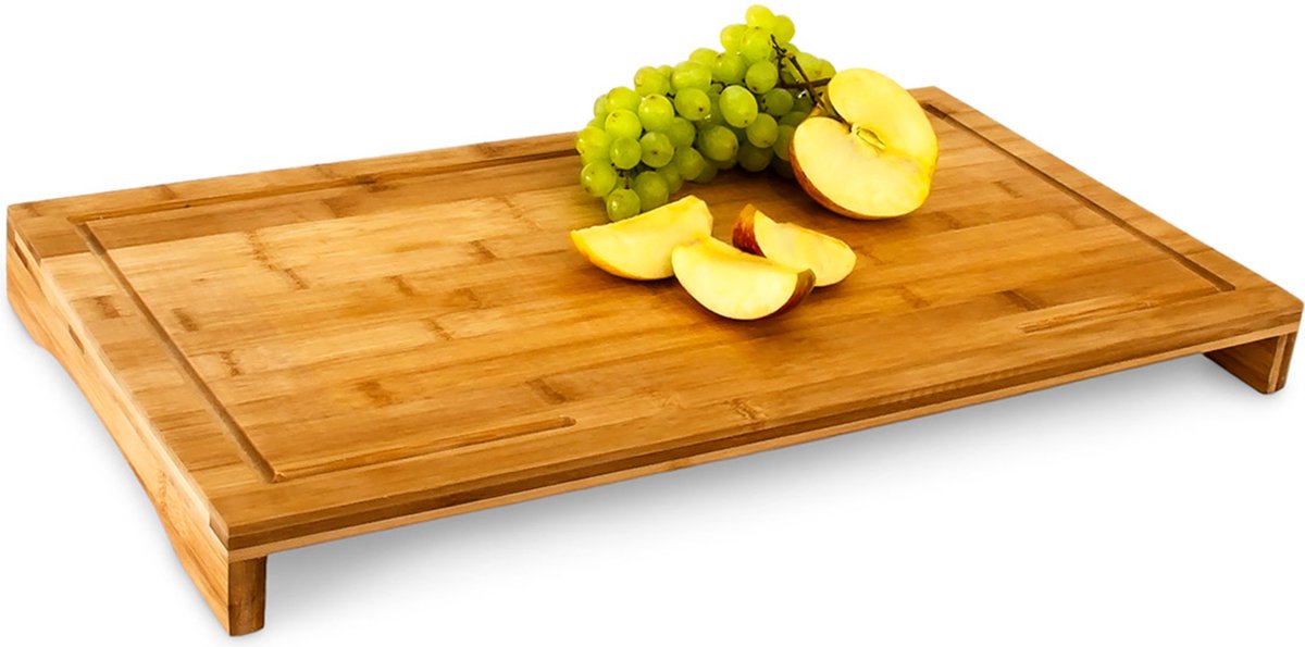 snijplank bamboe - afdekplaat - 4,5 x 52 x 29 cm - met saprand - serveerplank