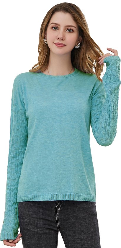 Manlee - ml Pull en maille fine. Col rond. Vert. Taille: S