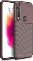 Motorola Moto G8 Plus Hoesje - Mobigear - Racing Serie - TPU Backcover - Bruin - Hoesje Geschikt Voor Motorola Moto G8 Plus