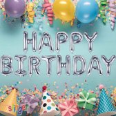 Happy Birthday Folie Ballonnen XL  - Zilver -  Letterballonnen - Feestversiering - Slinger - Verjaardag - Decoratie