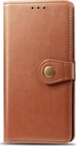 OnePlus 8 Hoesje - Mobigear - Snap Button Serie - Kunstlederen Bookcase - Cognac - Hoesje Geschikt Voor OnePlus 8
