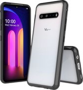 Mobigear Crystal Hardcase Hoesje - Geschikt voor LG V60 ThinQ - Transparant / Zwart