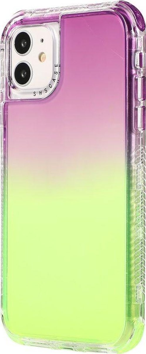 Mobigear Hoesje geschikt voor Apple iPhone 12 Pro Max Telefoonhoesje Hardcase | Mobigear Gradient Backcover Shockproof | Schokbestendig iPhone 12 Pro Max Telefoonhoesje | Anti Shock Proof - Groen / Paars