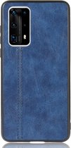 Huawei P40 Pro Plus Hoesje - Mobigear - Stitch Serie - Kunstlederen Backcover - Blauw - Hoesje Geschikt Voor Huawei P40 Pro Plus