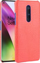 OnePlus 8 Hoesje - Mobigear - Croco Serie - Hard Kunststof Backcover - Rood - Hoesje Geschikt Voor OnePlus 8