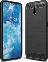 Nokia 2.3 Hoesje - Mobigear - Brushed Slim Serie - TPU Backcover - Zwart - Hoesje Geschikt Voor Nokia 2.3