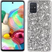 Samsung Galaxy A71 Hoesje - Mobigear - Glitter Serie - Hard Kunststof Backcover - Zilver - Hoesje Geschikt Voor Samsung Galaxy A71