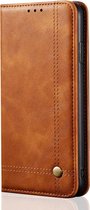 OnePlus 8 Hoesje - Mobigear - Stitching Serie - Kunstlederen Bookcase - Cognac - Hoesje Geschikt Voor OnePlus 8