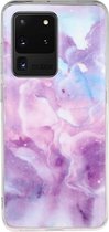 Mobigear Marmer TPU Backcover Hoesje - Geschikt voor Samsung Galaxy S20 Ultra - Paars