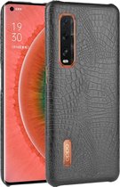 Mobigear Croco Telefoonhoesje geschikt voor OPPO Find X2 Pro Hardcase Backcover Hoesje - Zwart