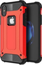 Apple iPhone XS Hoesje - Mobigear - Outdoor Serie - Hard Kunststof Backcover - Rood - Hoesje Geschikt Voor Apple iPhone XS