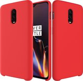 Mobigear Hoesje geschikt voor OnePlus 6T Siliconen Telefoonhoesje | Mobigear Rubber Touch Backcover | 6T Case | Back Cover - Rood