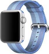 Mobigear Striped Nylon Bandje Geschikt voor Apple Watch 45mm / 44mm / 42mm - Blauw