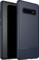Samsung Galaxy S10 Plus Hoesje - Mobigear - Racing Serie - TPU Backcover - Blauw - Hoesje Geschikt Voor Samsung Galaxy S10 Plus