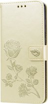 Samsung Galaxy A9 (2018) Hoesje - Mobigear - Roses Serie - Kunstlederen Bookcase - Goud - Hoesje Geschikt Voor Samsung Galaxy A9 (2018)