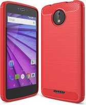 Mobigear Brushed TPU Backcover voor de Motorola Moto C Plus - Rood