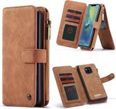 Huawei Mate 20 Pro Hoesje - Caseme - Luxe Wallet Serie - Kunstlederen Bookcase / 2in1 Case - Cognac - Hoesje Geschikt Voor Huawei Mate 20 Pro