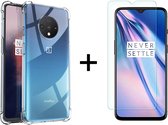 OnePlus 7T hoesje shock proof case transparant hoesjes cover hoes - 1x OnePlus 7T screenprotector