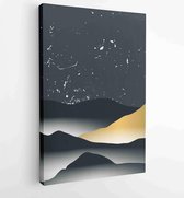 Luxury Gold Mountain wall art vector set. Earth tones landscapes backgrounds set with moon and sun. 2 - Moderne schilderijen – Vertical – 1871797315 - 115*75 Vertical