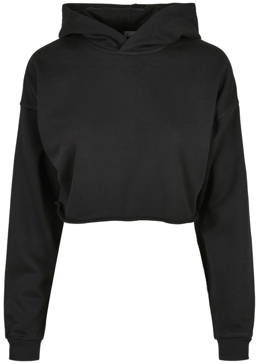 Urban Classics Oversized Cropped Hoody Dames Trui met capuchon – XS Zwart