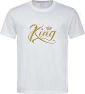 Wit T shirt met  " King " print Goud size L