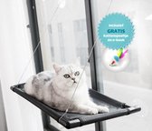 Kattenmand voor aan het Raam – Kattenbed – Hangmat Kat – Kattenhangmat - Zwart - incl. GRATIS E-Book & Kattenspeeltje!
