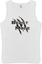 Witte Tanktop met  " Beast Mode " print Zwart size M
