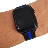 Geschikt voor Apple Watch bandje 42 / 44 / 45 / 49 mm - Series 1 2 3 4 5 6 7 8 SE Ultra - Smartwatch iWatch horloge band - 42mm 44mm 45mm 49mm - Fungus - Nylon - Zwart - Nato