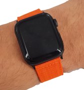 Geschikt voor Apple Watch bandje 42 / 44 / 45 / 49 mm - Series 1 2 3 4 5 6 7 8 SE Ultra - Smartwatch iWatch horloge band - 42mm 44mm 45mm 49mm - Fungus - Nylon - Oranje - Nato