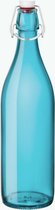 Turquoise beugelfles | Waterfles | Bormioli Rocco | Italiaans glas | beugelfles 1 liter | met beugelsluiting