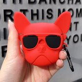 Airpods Hoesje - Airpods Case - Dieren - French Bulldog - Frenchie - Rood - Valentijn Cadeautje voor Hem Haar - Valentijnsdag Cadeau