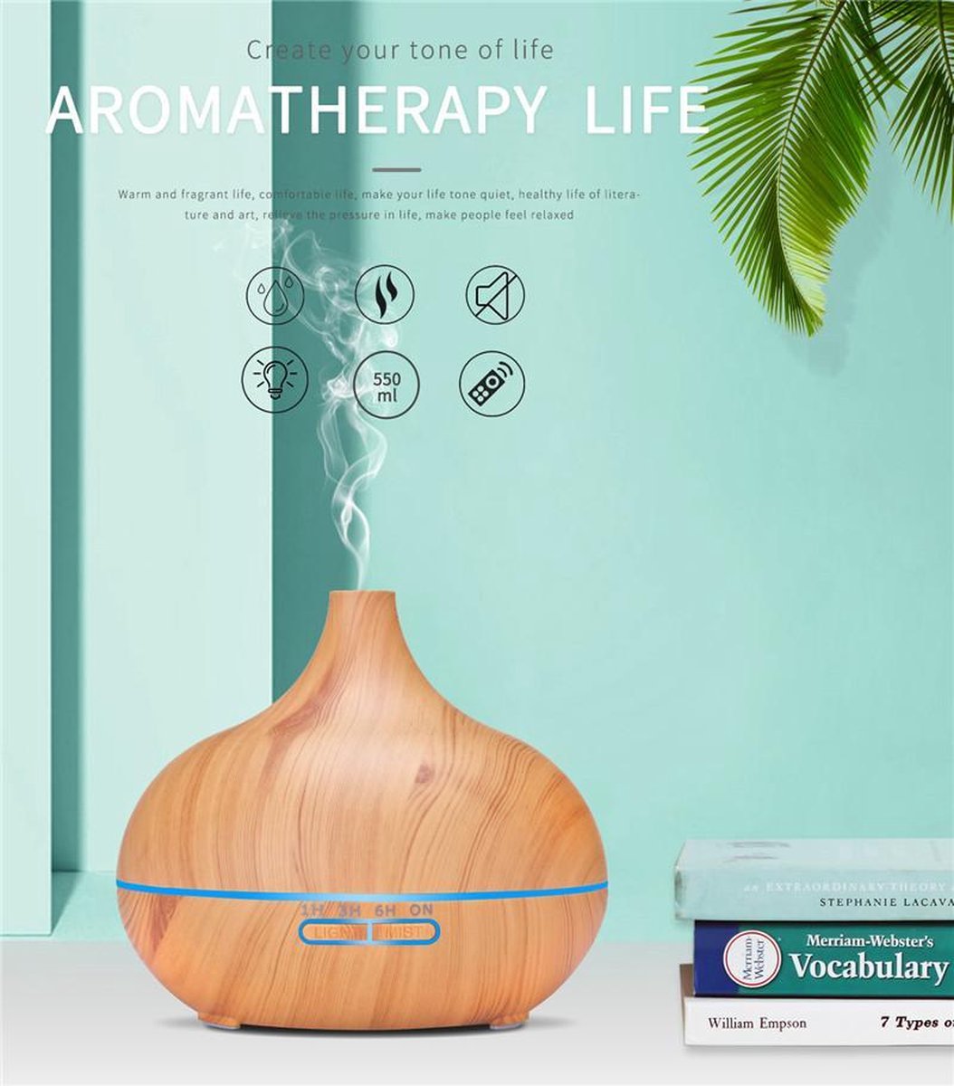 Goedkoopste Life Of leisure Aroma Diffuser 550ml met afstandsbediening en colorful lamp - Vernevelaar - Luchtbevochtiger