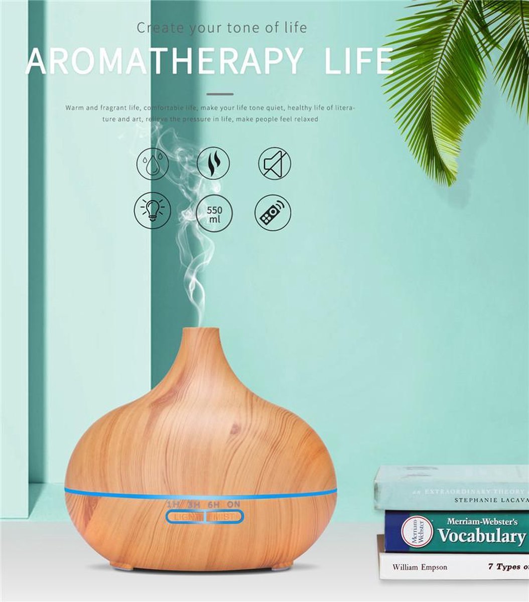 Life Of leisure Aroma Diffuser 550ml met afstandsbediening en colorful lamp - Vernevelaar - Luchtbevochtiger