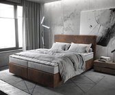 Bed Dream-Well Bruin 160x200 cm Microvezel stof met matras en topper boxspring-bed