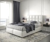 Boxspringbed Dream-Fine kunstleder wit 140x200 met matras en topper