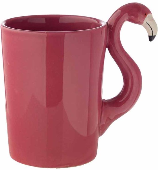 Heinen delfts blauw mok flamingo en toekan - set van 2