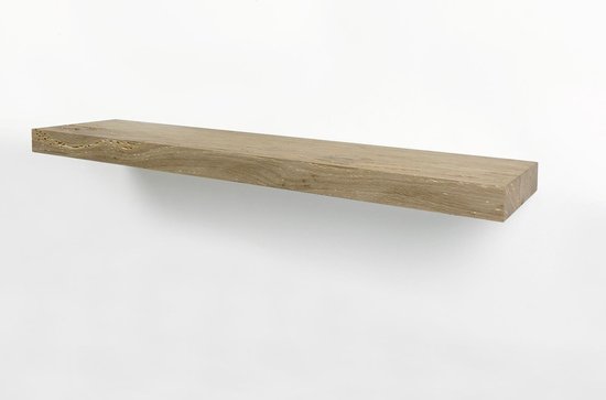 Wandplank zwevend oud eiken recht 60 x 20 cm - Eikenhouten wandplank - Wandplank - Zwevende wandplank - Fotoplank - Boomstam plank - Muurplank - Muurplank zwevend