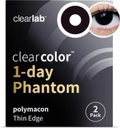 -1.25 - Clearcolor™ 1-day Phantom Black Out - 2 pack - Daglenzen - Partylenzen / Verkleden / Kleurlenzen - Black Out