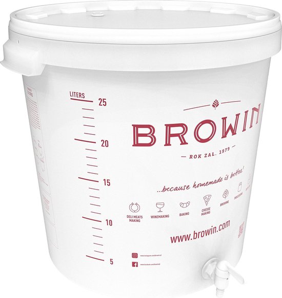 Browin fermentatie emmer 30l met kraan en waterslot