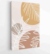 Botanical wall art vector set. Earth tone boho foliage line art drawing with abstract shape. 3 - Moderne schilderijen – Vertical – 1887340204 - 115*75 Vertical