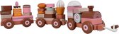 Houten Trein met Blokken Taart en Snoep | Magni Aps | Houten Speelgoed | Kinderen | Peuters | Kleuters